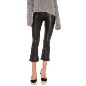 Faux Leather Cropped Flare Pant in Black